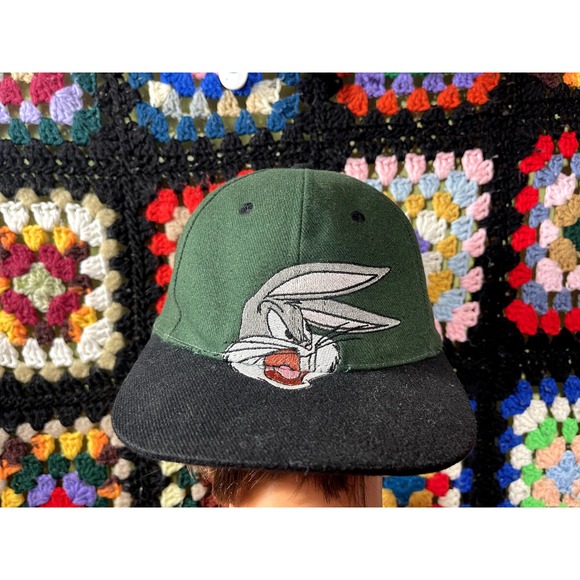 Vintage Y2K Looney Tunes Bugs Bunny Embroidered Green Snapback Head Start - Picture 1 of 6